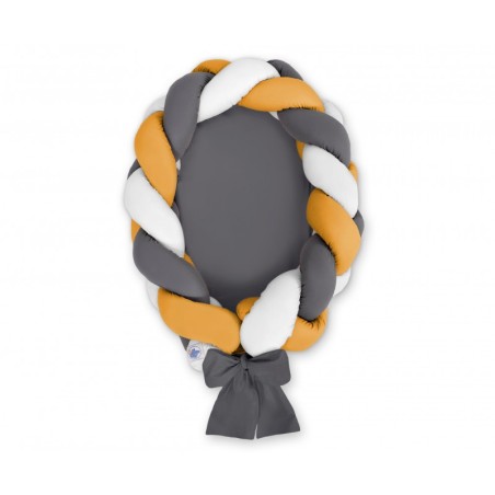 Punutud beebipesa 2in1, valge/antratsiit/sinepikollane