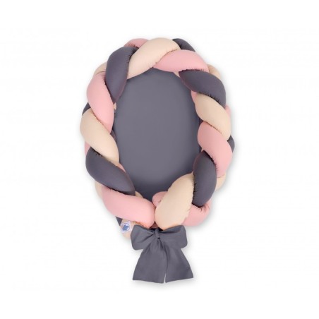 Punutud beebipesa 2in1, beež/pastell roosa/antratsiit