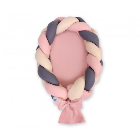 Punutud beebipesa 2in1, beež/pastell roosa/antratsiit