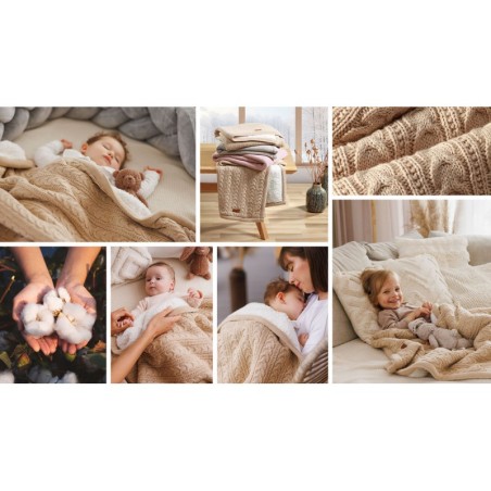 Kootud tekk voodriga beež