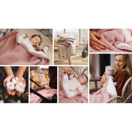 Kootud tekk voodriga roosa