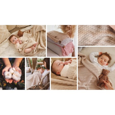 Kootud puuvillane tekk, beež