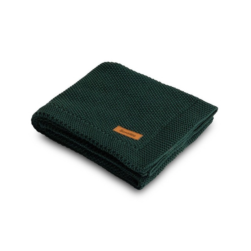 Kootud puuvillane tekk 80x100cm, tumeroheline