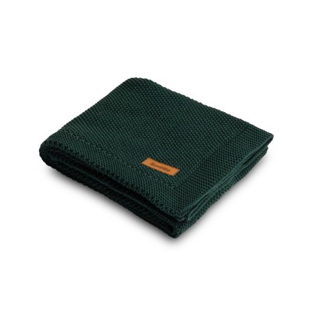 Kootud puuvillane tekk 80x100cm, tumeroheline