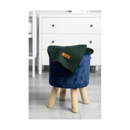 Kootud puuvillane tekk 80x100cm, tumeroheline