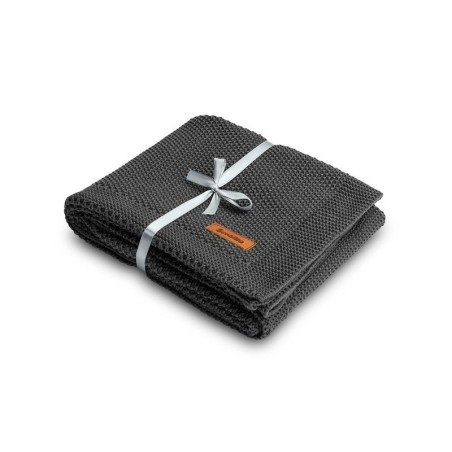 Kootud puuvillane tekk 80x100cm, grafiit