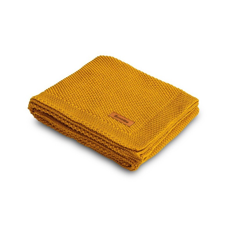 Kootud puuvillane tekk 80x100cm, sinep