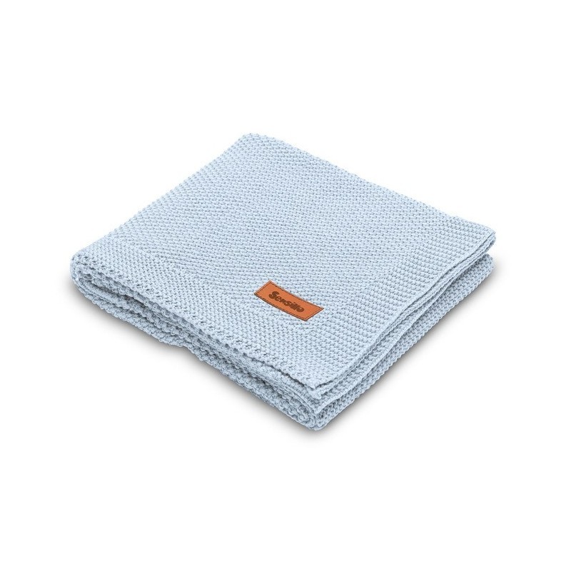 Kootud puuvillane tekk 80x100cm, sinine