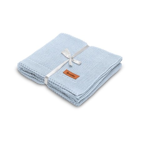 Kootud puuvillane tekk 80x100cm, sinine