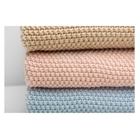 Kootud puuvillane tekk 80x100cm, sinine