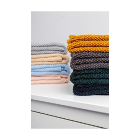 Kootud puuvillane tekk 80x100cm, tumesinine