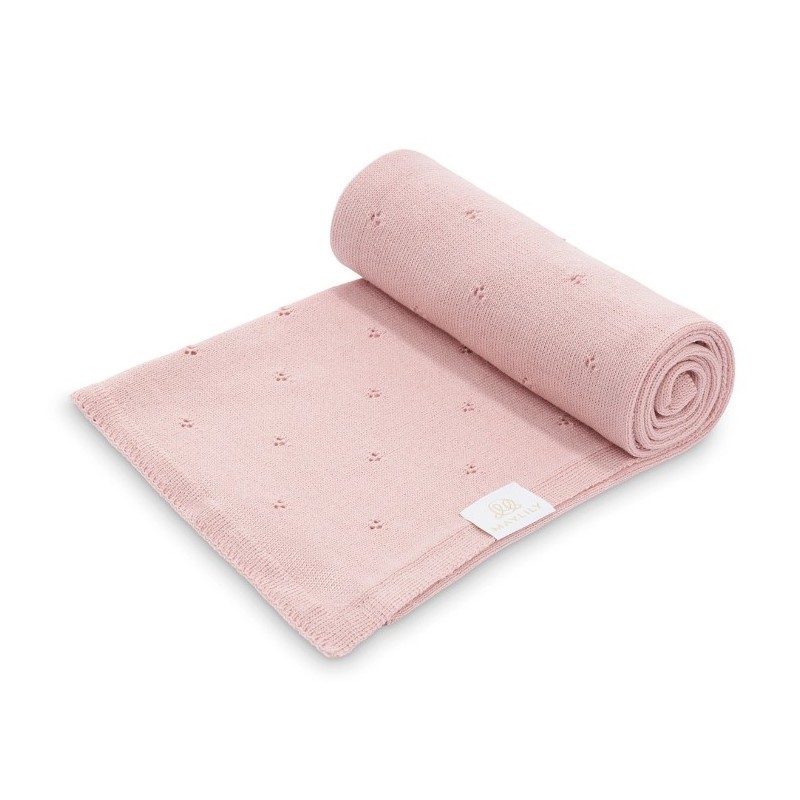 Merinolove kootud tekk 80x100 cm - Dusty Pink