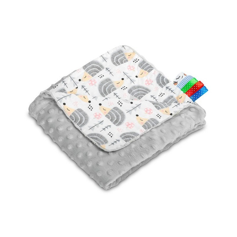 Minky tekk - siilid hall 75x100 cm