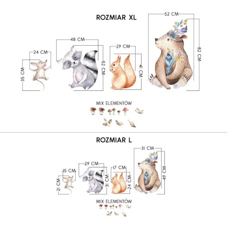 Seinakleebis karu, hiir, orav ja pesukaru XL-suurus