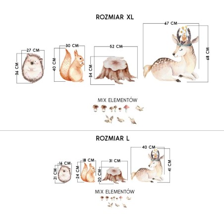 Seinakleebis hirv, orav ja siil XL-suurus