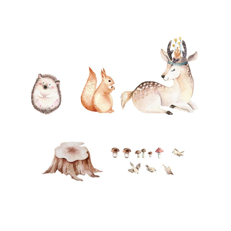 Seinakleebis hirv, orav ja siil L-suurus