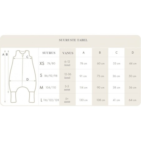 Magamiskott jalaotstega TOG 2,5 M (3-5 a) Space teddy white