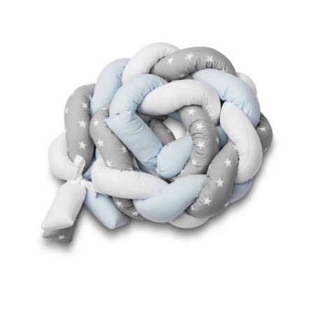 Punutud voodipehmendus 210 cm – tähed sinine