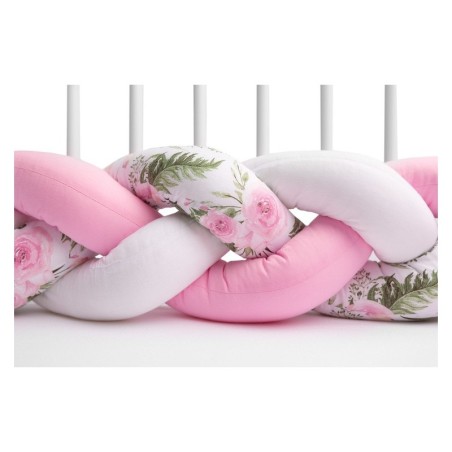 Punutud voodipehmendus 210 cm – lilled roosa