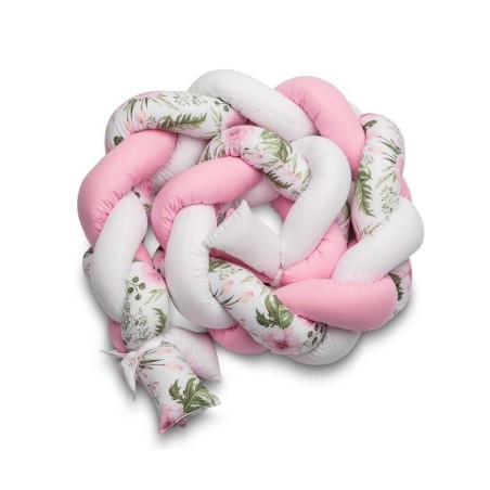 Punutud voodipehmendus 210 cm – lilled roosa