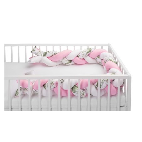 Punutud voodipehmendus 210 cm – lilled roosa