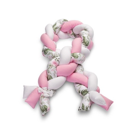 Punutud voodipehmendus 210 cm – lilled roosa