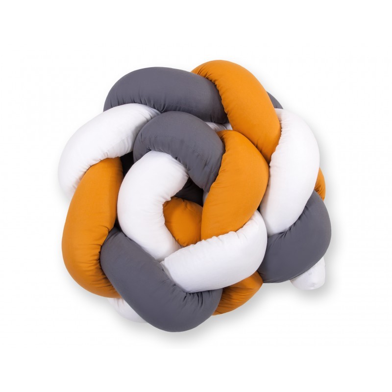 Punutud voodipehmendus 180 cm, valge/antratsiit/sinepikollane