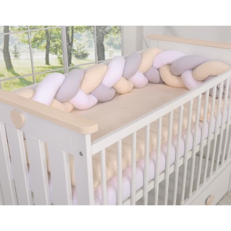 Punutud voodipehmendus 180 cm, hall/valge/beež