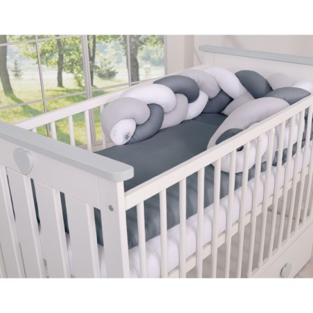 Punutud voodipehmendus 180 cm, hall/valge/antratsiit