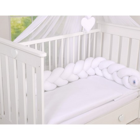 Punutud voodipehmendus 180 cm, valge