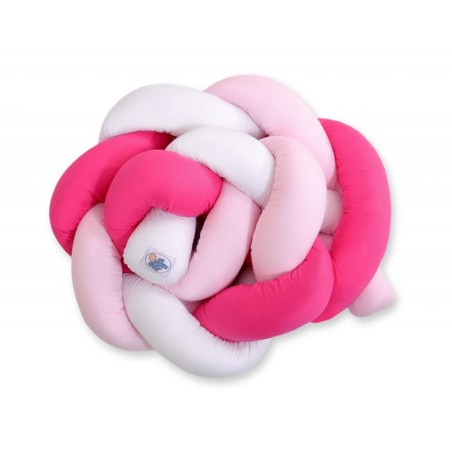 Punutud voodipehmendus 180 cm, valge/roosa/tumeroosa