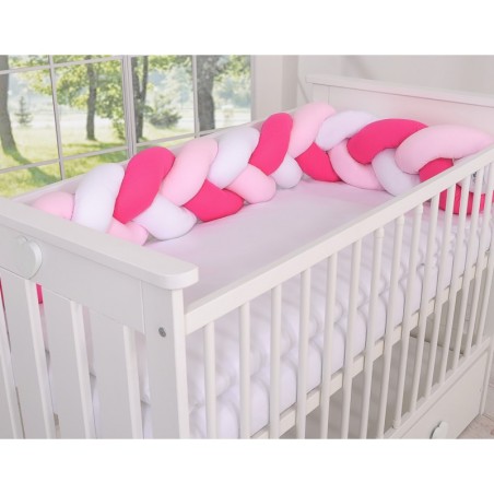 Punutud voodipehmendus 180 cm, valge/roosa/tumeroosa