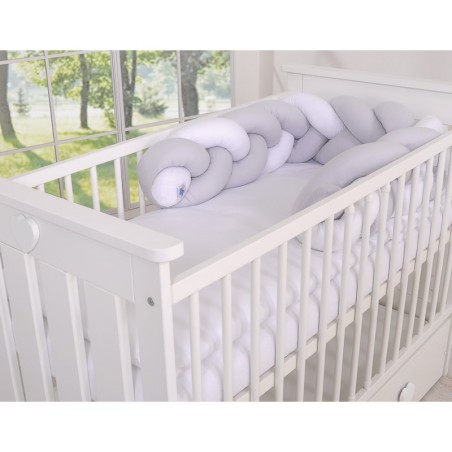 Punutud voodipehmendus 180 cm, valge/hall