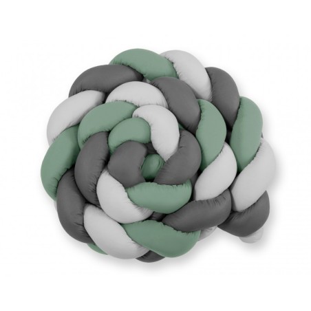 Punutud voodipehmendus XXL 360 cm, pastell roheline/hall/antratsiit