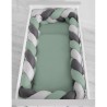 Punutud voodipehmendus XXL 360 cm, pastell roheline/hall/antratsiit