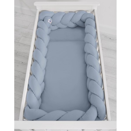 Punutud voodipehmendus XXL 360 cm, pastell sinine