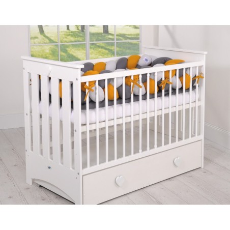 punutud voodipehmendus XXL 360 cm, sinepikollane/hall/antratsiit