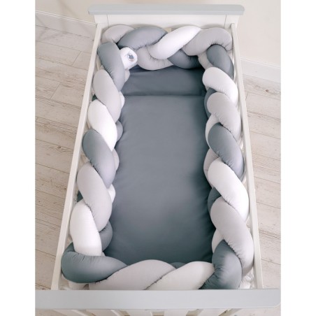 Punutud voodipehmendus XXL 360 cm, valge/hall/antratsiit