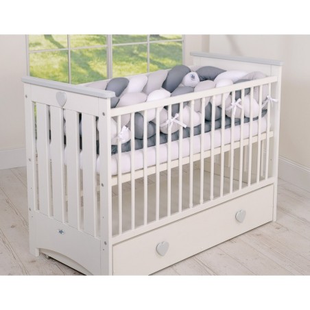 Punutud voodipehmendus XXL 360 cm, valge/hall/antratsiit