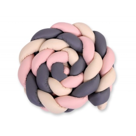 Punutud voodipehmendus XXL 360 cm, pastell roosa/antratsiit/beež