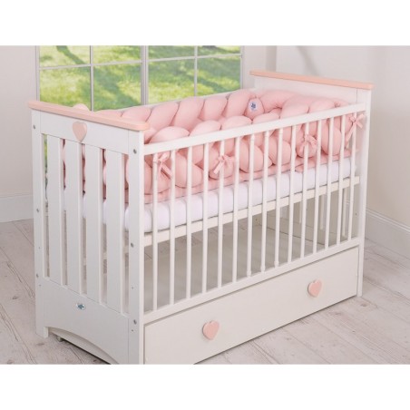 Punutud voodipehmendus XXL 360 cm, pastell roosa