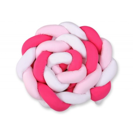 Punutud voodipehmendus XXL 360 cm, valge/roosa/tumeroosa