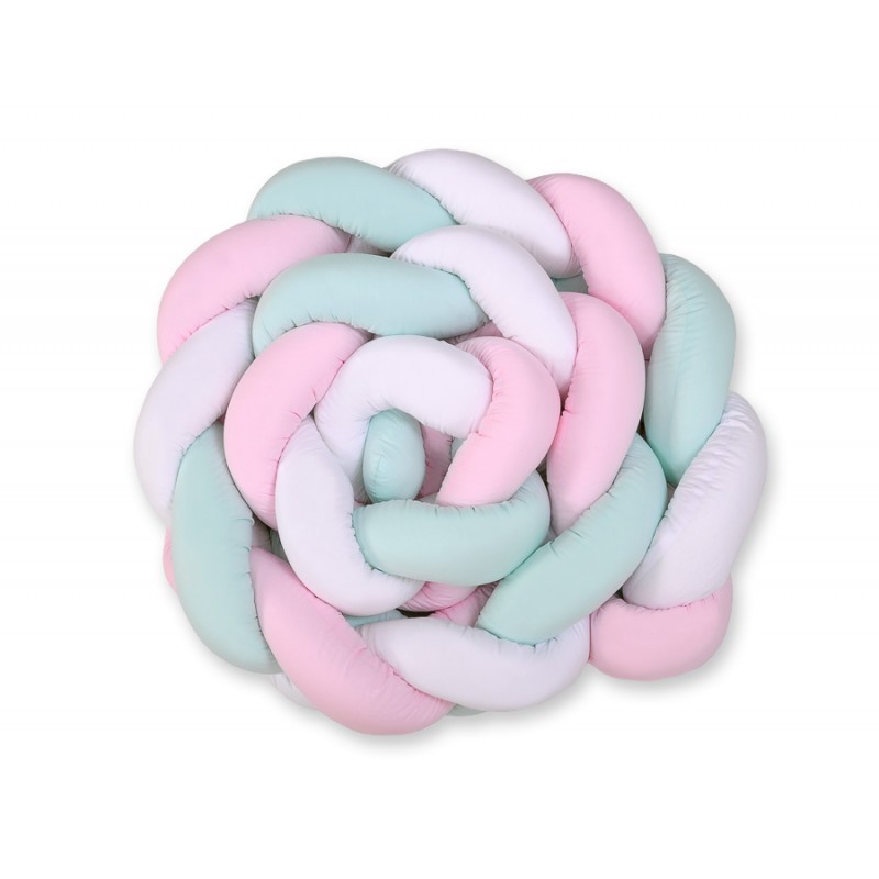 Punutud voodipehmendus XXL 360 cm, valge/mint/roosa