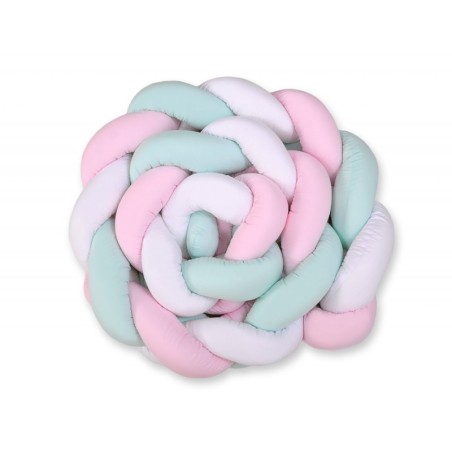 Punutud voodipehmendus XXL 360 cm, valge/mint/roosa