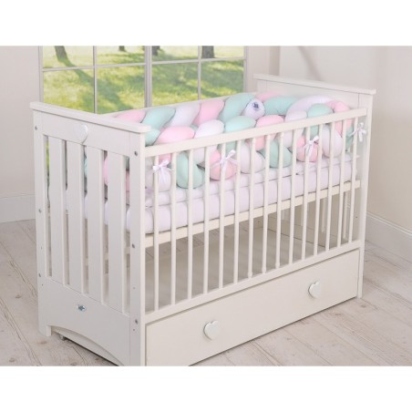 Punutud voodipehmendus XXL 360 cm, valge/mint/roosa