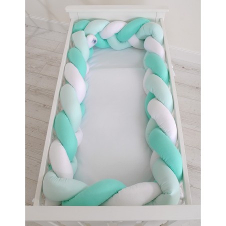 Punutud voodipehmendus XXL 360 cm, valge/mint