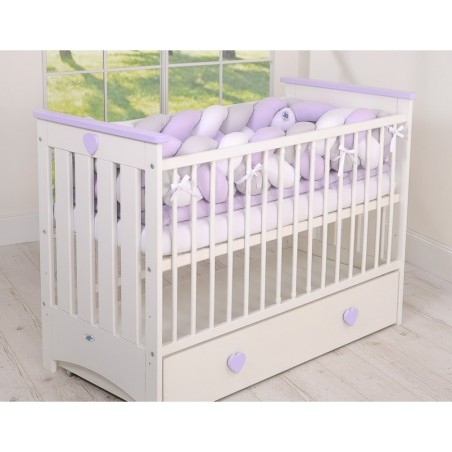 Punutud voodipehmendus XXL 360 cm, valge/hall/lilla