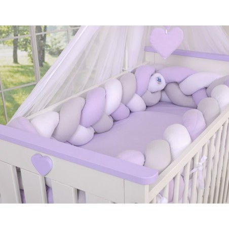 Punutud voodipehmendus XXL 360 cm, valge/hall/lilla