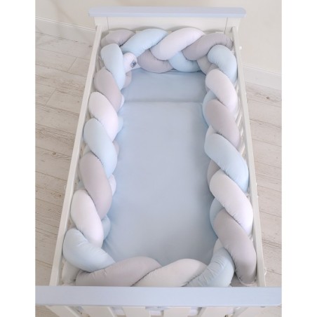 Punutud voodipehmendus XXL 360 cm, valge/hall/sinine