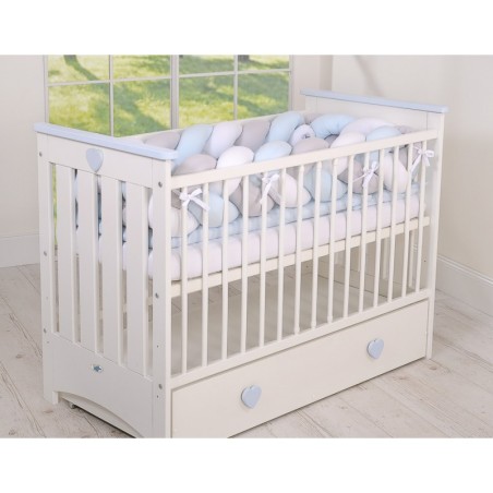 Punutud voodipehmendus XXL 360 cm, valge/hall/sinine